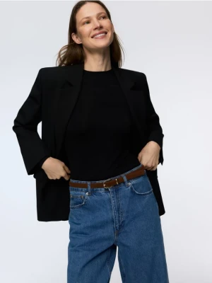 Reserved - Zamszowy pasek z klamrą - brązowy