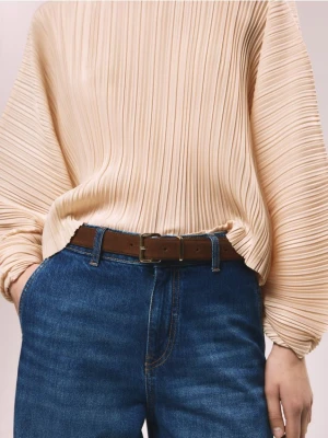 Reserved - Zamszowy pasek z klamrą - brązowy