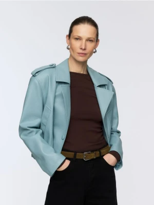 Reserved - Zamszowy pasek z klamrą - ciemnozielony