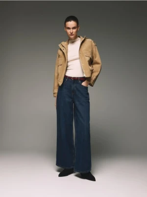 Reserved - Zamszowy pasek z klamrą - mahoniowy