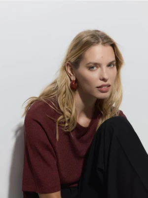 Reserved - Zaokrąglone kolczyki - bordowy