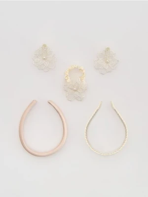 Reserved - Zestaw akcesoriów do włosów 5 pack - złamana biel