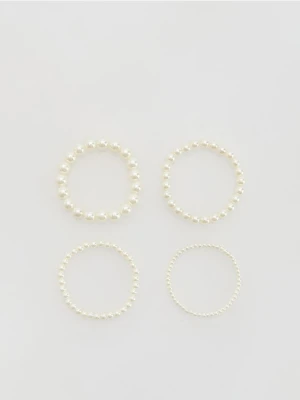 Reserved - Zestaw bransoletek z imitacją pereł - biały