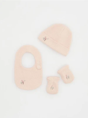 Reserved - Zestaw czapka, chustka i rękawiczki - różowy