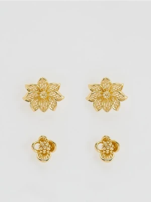 Reserved - Zestaw kolczyków w kształcie kwiatów - złoty