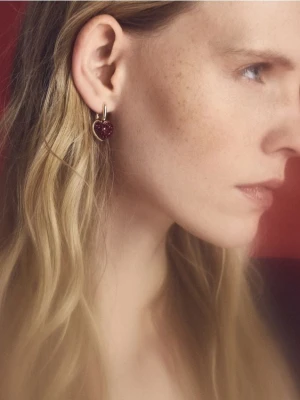 Reserved - Zestaw kolczyków w kształcie serca - czerwony