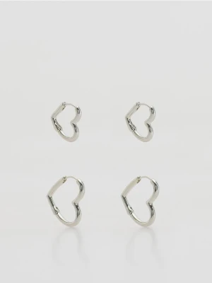 Reserved - Zestaw kolczyków w kształcie serca - srebrny