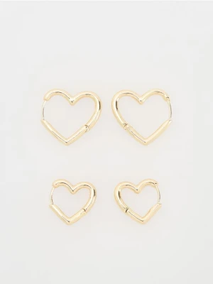 Reserved - Zestaw kolczyków w kształcie serca - złoty