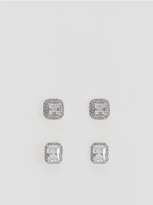 Zdjęcie produktu Reserved - Zestaw kolczyków z cyrkoniami - srebrny