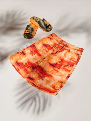 Reserved - Zwijane szorty kąpielowe - pomarańczowy