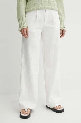 Résumé spodnie bawełniane AnselRS Pant kolor biały proste high waist 20611125 Resume