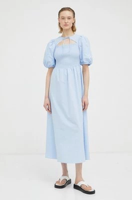 Résumé sukienka kolor niebieski midi rozkloszowana Resume