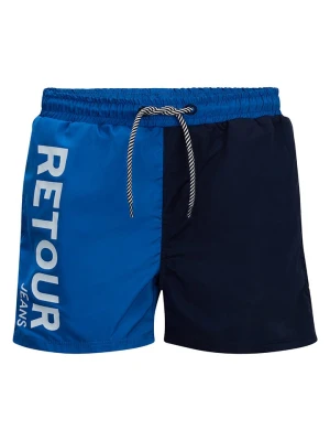 Retour Szorty kąpielowe "Renzo" w kolorze niebiesko-czarnym rozmiar: 122/128