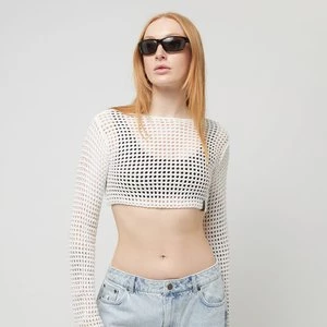 Retro Crochet Crop Longsleeve, markiKarl Kani, Długie rękawy, w kolorze biały, rozmiar: