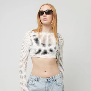 Retro Crochet Crop Longsleeve, markiKarl Kani, Długie rękawy, w kolorze biały, rozmiar: