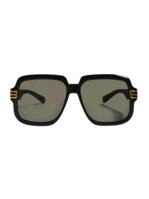 Retro Czarne Okulary Przeciwsłoneczne z Złotymi Szczegółami Gucci