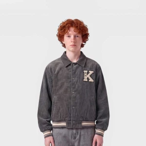 Retro Patch Corduroy College Jacket Karl Kani szary
