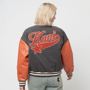 Retro Patch Star Logo Oversized College Jacket, markiKarl Kani, Kurtki preppy, w kolorze szary, rozmiar: