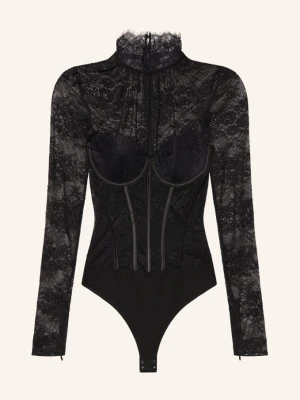 Retrofête Body Valentina Lace Z Koronki schwarz CZARNY