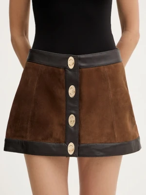 Retrofete spódnica zamszowa Lisbeth kolor brązowy mini prosta R-FW25-12094-16