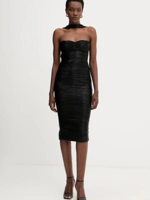 Retrofete sukienka Maelis kolor czarny midi dopasowana R-FW25-12076-17