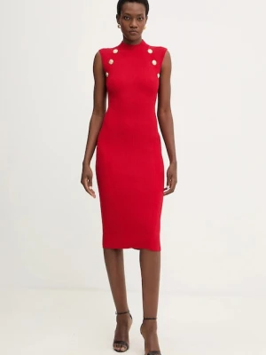 Retrofete sukienka Nunzia kolor czerwony midi dopasowana R-FW25-12085-17