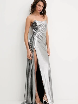 Retrofete sukienka Shivani kolor srebrny maxi dopasowana HL25-10581