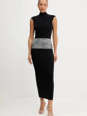 Retrofete sukienka z domieszką kaszmiru Leontine kolor czarny maxi dopasowana R-FW25-11784-17