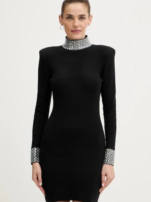 Retrofete sukienka z domieszką wełny Corinth kolor czarny mini dopasowana FW24-10043