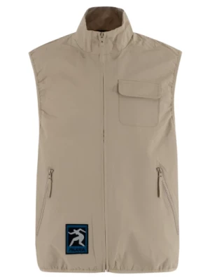 Reversible Beige Vest z Mesh Print by Parra