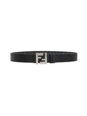 Reversible Canvas Leather Belt Black Fendi