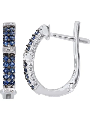 Revoni Złote kolczyki-kreole z diamentami i szafirami rozmiar: onesize