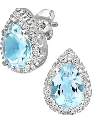 Revoni Złote kolczyki-wkrętki z diamentami i topazami rozmiar: onesize