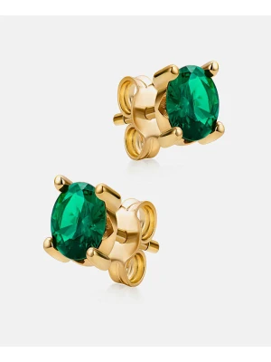 Revoni Złote kolczyki-wkrętki z szmaragdami rozmiar: onesize