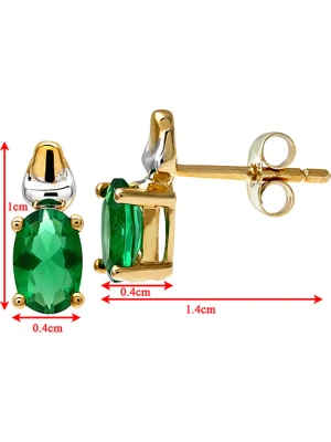 Revoni Złote kolczyki-wkrętki ze szmaragdami rozmiar: onesize
