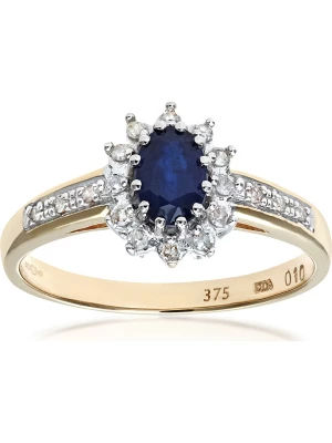 Diamant Exquis Złoty pierścionek z diamentami i szafirem rozmiar: 55