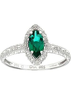 Revoni Złoty pierścionek z diamentami i szmaragdem rozmiar: 58