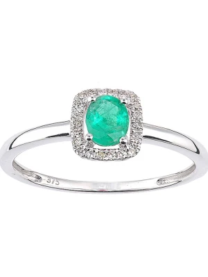 Revoni Złoty pierścionek z diamentami i szmaragdem rozmiar: 52