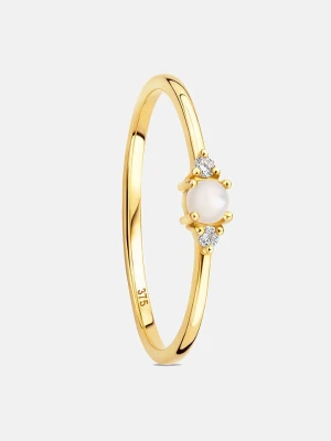 Revoni Złoty pierścionek z diamentem i perłą rozmiar: 56