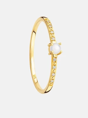 Revoni Złoty pierścionek z diamentem i perłą rozmiar: 58