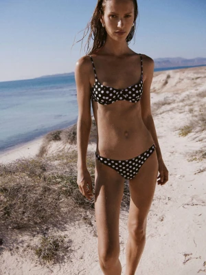 Rewersyjne figi bikini cheeky w groszki czarny - Kobieta - - MANGO