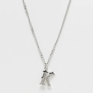 Rhinestone Pendant Cuban Link Chain Karl Kani srebrny