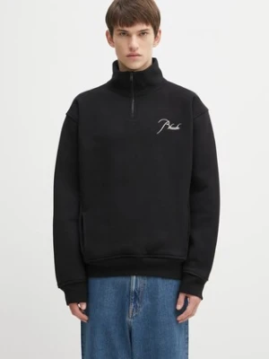 RHUDE bluza bawełniana Classique quarter zip męska kolor czarny z aplikacją RHFW25ST01012