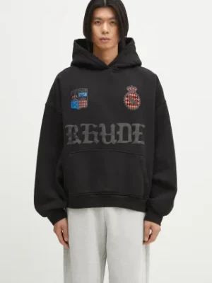 RHUDE bluza bawełniana Cote D'Azur Crest męska kolor czarny z kapturem z aplikacją RHPS25HO03012