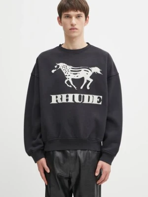RHUDE bluza bawełniana Dinero męska kolor czarny z nadrukiem RHFW25ST04012