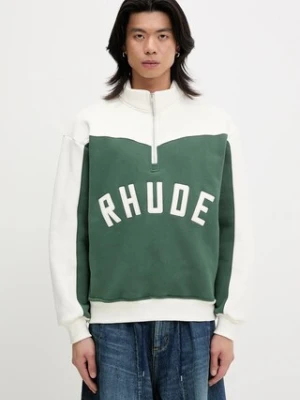 RHUDE bluza bawełniana Monaco męska kolor zielony z aplikacją RHSS25SW01012