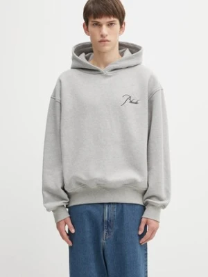 RHUDE bluza Classique side zip męska kolor szary z kapturem gładka RHFW25HO03829