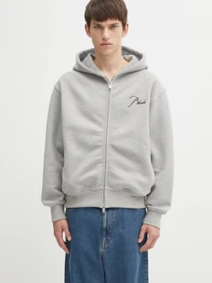 RHUDE bluza Classique side zip męska kolor szary z kapturem gładka RHFW25ST04829