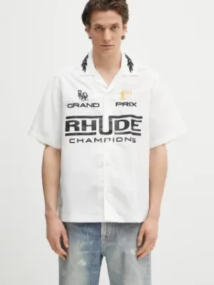 RHUDE koszula Champions Snap męska kolor biały relaxed z kołnierzykiem klasycznym RHPS25SR01005