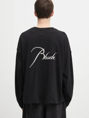 RHUDE longsleeve bawełniany Classique reverse kolor czarny gładki RHFW25TT10012